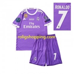 Fotbollströja Real Madrid Cristiano Ronaldo 7 2016 Retro Barn Bortaställ Kort ärm