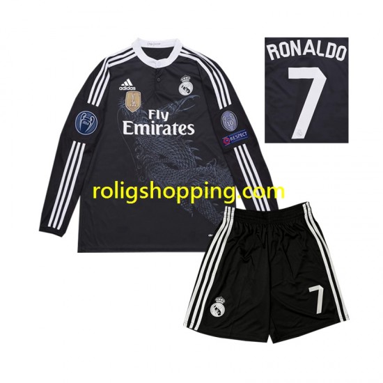 Fotbollströja Real Madrid Cristiano Ronaldo 7 2014 Retro Barn Tredjeställ Lång ärm