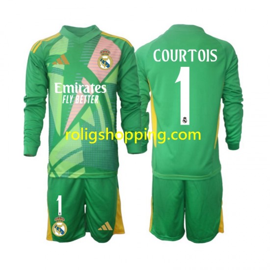 Fotbollströja Real Madrid Thibaut Courtois 1 Målvakt Barn Tredjeställ 2024-2025 Lång ärm