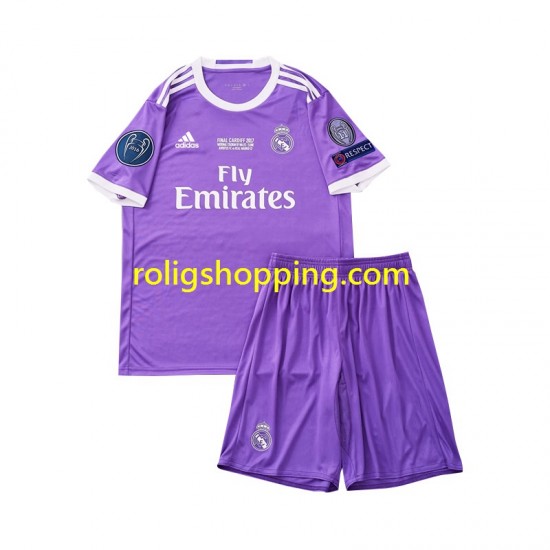 Fotbollströja Real Madrid 2016 Retro Barn Bortaställ Kort ärm