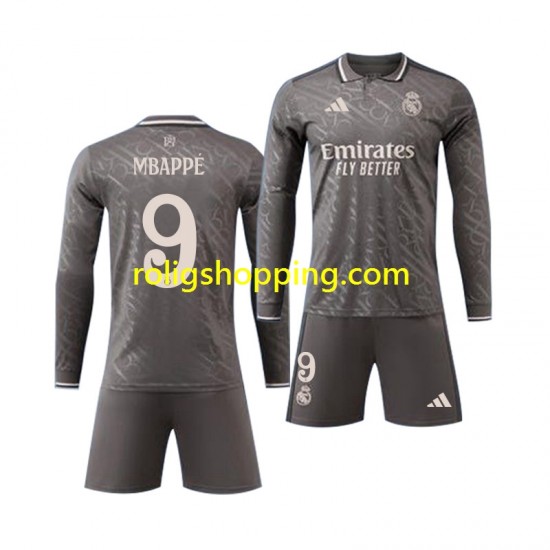 Fotbollströja Real Madrid Mbappé Kylian 9 Barn Tredjeställ 2024-2025 Lång ärm