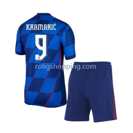 Fotbollströja Kroatien Andrej Kramaric 9 Barn Bortaställ Euro 2024 Kort ärm