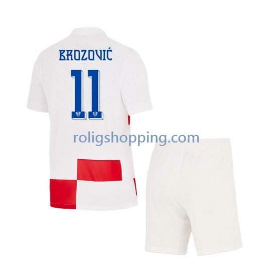 Fotbollströja Kroatien Marcelo Brozovic 11 Barn Hemmaställ Euro 2024 Kort ärm