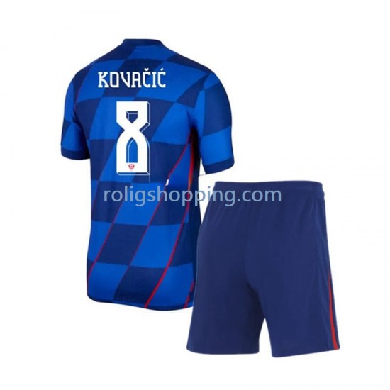 Fotbollströja Kroatien Mateo Kovacic 8 Barn Bortaställ Euro 2024 Kort ärm