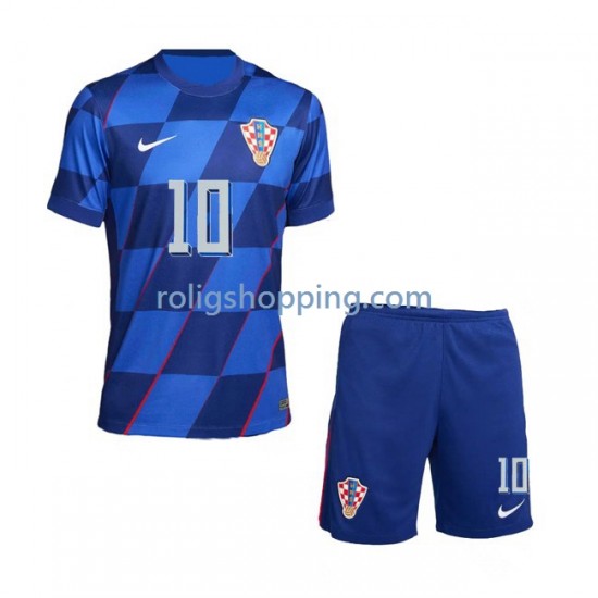 Fotbollströja Kroatien Modrić 10 Barn Bortaställ Euro 2024 Kort ärm