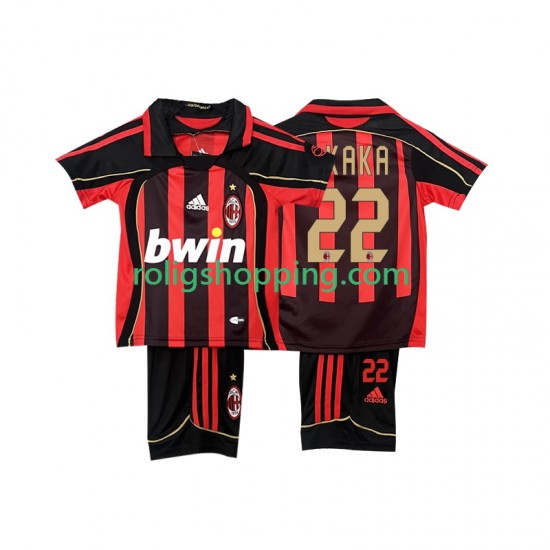 Fotbollströja AC Milan KAKA 22 -2007 Retro Barn Hemmaställ 2006 Kort ärm