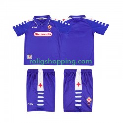 Fotbollströja Fiorentina 1998 Retro Barn Hemmaställ 1999 Kort ärm