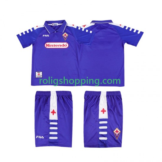 Fotbollströja Fiorentina 1998 Retro Barn Hemmaställ 1999 Kort ärm
