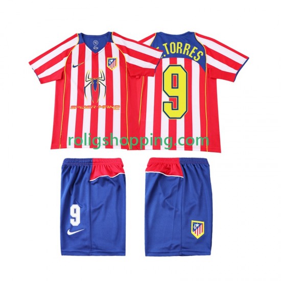 Fotbollströja Atlético Madrid F TORRES 9 2005 Retro Barn Hemmaställ 2004 Kort ärm