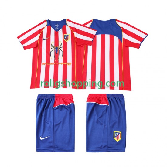Fotbollströja Atlético Madrid 2005 Retro Barn Hemmaställ 2004 Kort ärm