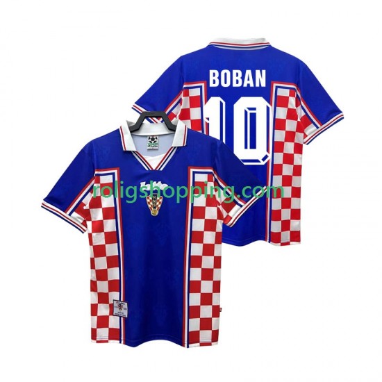 Fotbollströja Kroatien BOBAN 10 1998 Retro Män Bortaställ Kort ärm