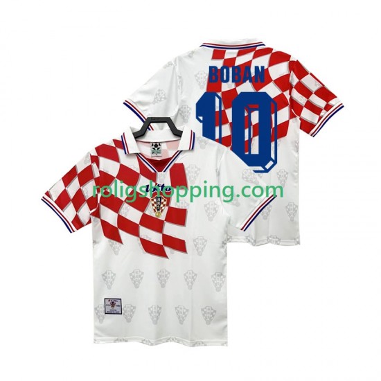 Fotbollströja Kroatien BOBAN 10 1998 Retro Män Hemmaställ Kort ärm