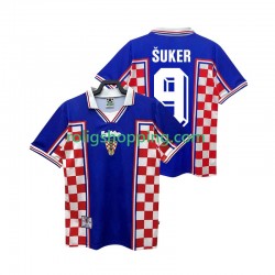 Fotbollströja Kroatien SUKER 9 1998 Retro Män Bortaställ Kort ärm