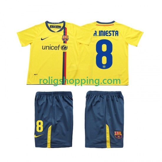 Fotbollströja FC Barcelona A INIESTA 8 2009 Retro Barn Bortaställ 2008 Kort ärm