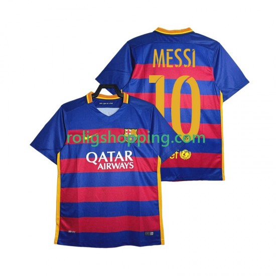 Fotbollströja FC Barcelona Lionel Messi 10 2015-2016 Retro Män Hemmaställ Kort ärm
