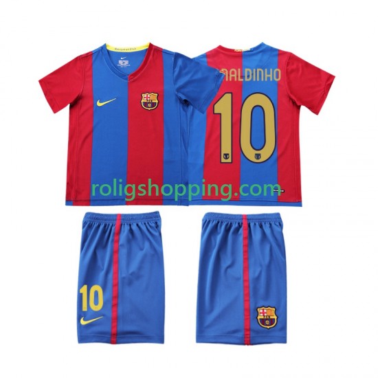 Fotbollströja FC Barcelona RONALDINHO 10 2007 Retro Barn Hemmaställ 2006 Kort ärm