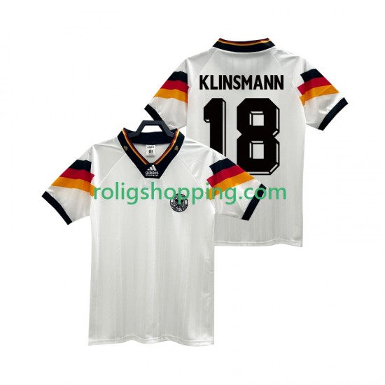 Fotbollströja Tyskland KLINSMANN 18 1992 Retro Män Hemmaställ Kort ärm