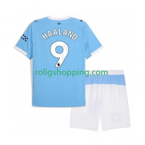 Fotbollströja Manchester City Erling Haaland 9 Barn Hemmaställ 2025-2026 Kort ärm
