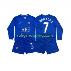 Fotbollströja Manchester United Cristiano Ronaldo 7 Retro Barn Bortaställ 2008 Lång ärm