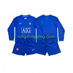 Fotbollströja Manchester United Retro Barn Bortaställ 2008 Lång ärm