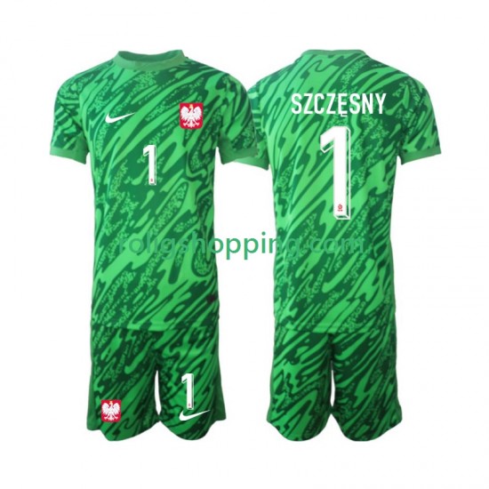 Fotbollströja Polen Szczesny 1 Målvakt Barn Tredjeställ 2024 Kort ärm