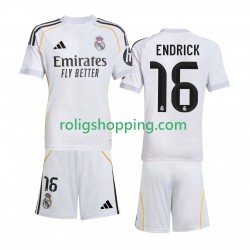 Fotbollströja Real Madrid Endrick 16 Barn Hemmaställ 2025-2026 Kort ärm