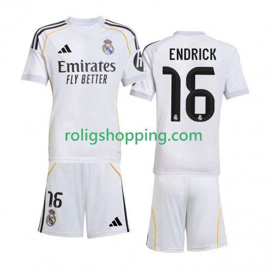 Fotbollströja Real Madrid Endrick 16 Barn Hemmaställ 2025-2026 Kort ärm
