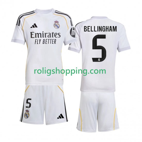 Fotbollströja Real Madrid Jude Bellingham 5 Barn Hemmaställ 2025-2026 Kort ärm