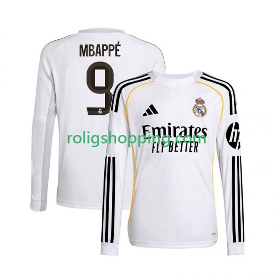 Fotbollströja Real Madrid Mbappé Kylian 9 Män Hemmaställ 2025-2026 Lång ärm