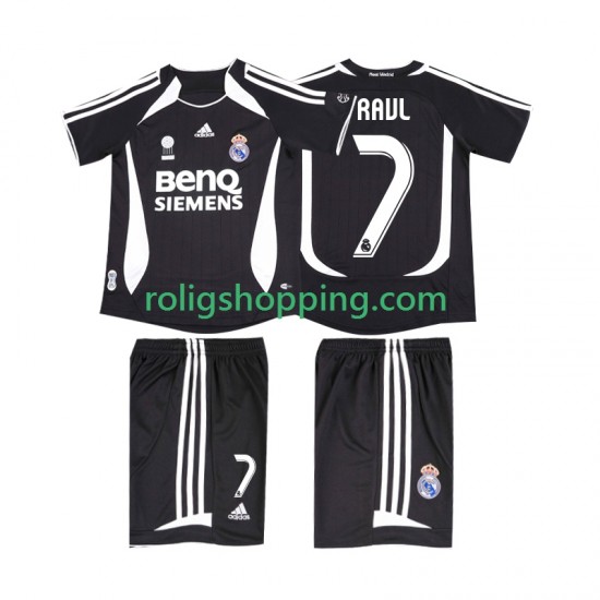 Fotbollströja Real Madrid RAUL 7 2007 Retro Barn Bortaställ 2006 Kort ärm
