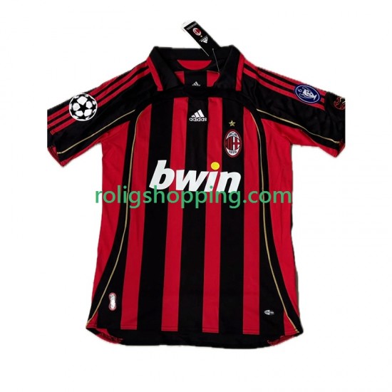 Fotbollströja AC Milan KAKA 8 2007 Retro Män Hemmaställ 2006 Kort ärm