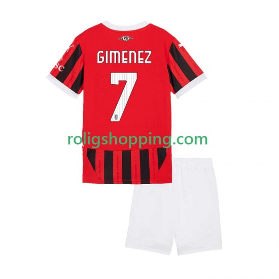 Fotbollströja AC Milan Santiago Gimenez 7 Barn Hemmaställ 2024-2025 Kort ärm