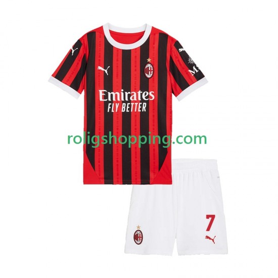 Fotbollströja AC Milan Santiago Gimenez 7 Barn Hemmaställ 2024-2025 Kort ärm