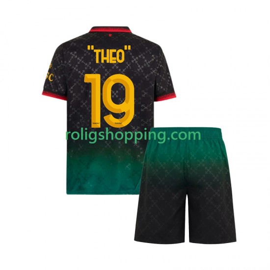 Fotbollströja AC Milan THEO 19 Barn Fjärdeställ 2024-2025 Kort ärm
