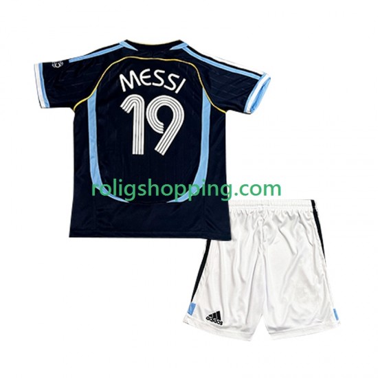 Fotbollströja Argentina Lionel Messi 19 Retro Barn Bortaställ 2006 Kort ärm