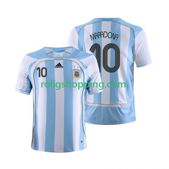 Fotbollströja Argentina Maradona 10 Retro Män Hemmaställ 2006 Kort ärm