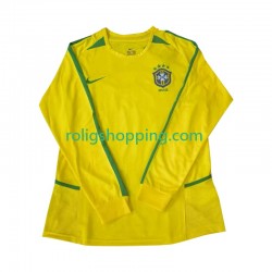 Fotbollströja Brasilien 2002 Retro Män Hemmaställ Lång ärm