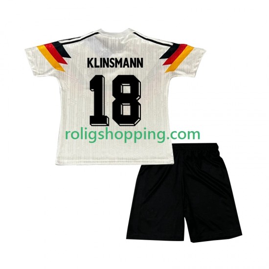 Fotbollströja Tyskland Klinsmann 18 1990 Retro Barn Hemmaställ Kort ärm