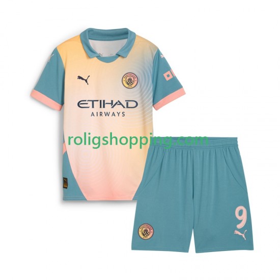 Fotbollströja Manchester City Haaland 9 Barn Fjärdeställ 2024-2025 Kort ärm