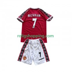Fotbollströja Manchester United Beckham 7 1998 Retro Barn Hemmaställ 1999 Kort ärm