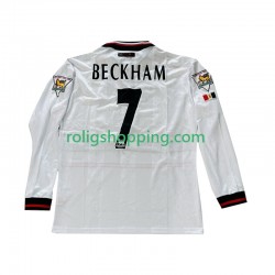 Fotbollströja Manchester United Beckham 7 1998 Retro Män Bortaställ 1999 Lång ärm
