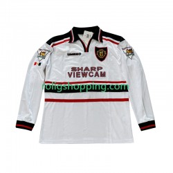 Fotbollströja Manchester United Beckham 7 1998 Retro Män Bortaställ 1999 Lång ärm
