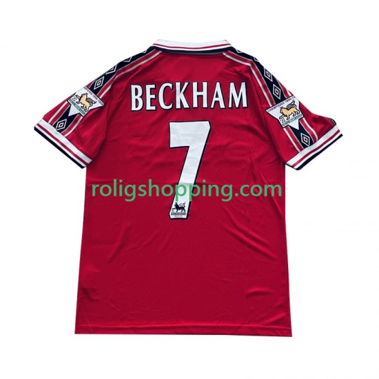 Fotbollströja Manchester United Beckham 7 1998 Retro Män Hemmaställ 1999 Kort ärm