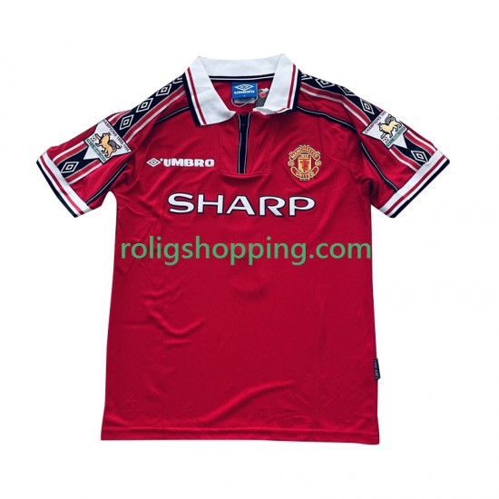 Fotbollströja Manchester United Beckham 7 1998 Retro Män Hemmaställ 1999 Kort ärm
