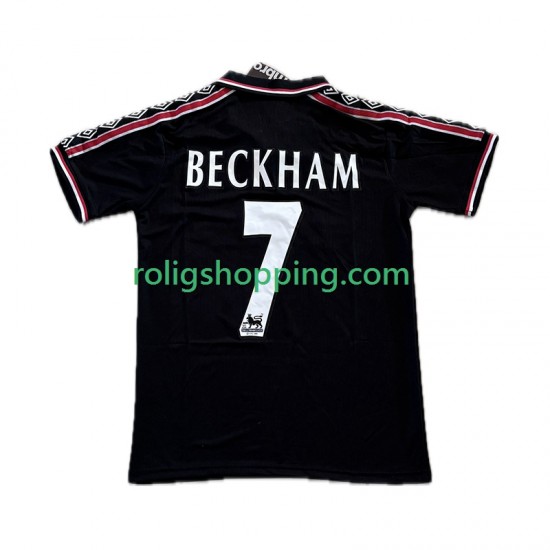 Fotbollströja Manchester United Beckham 7 1998 Retro Män Tredjeställ 1999 Kort ärm
