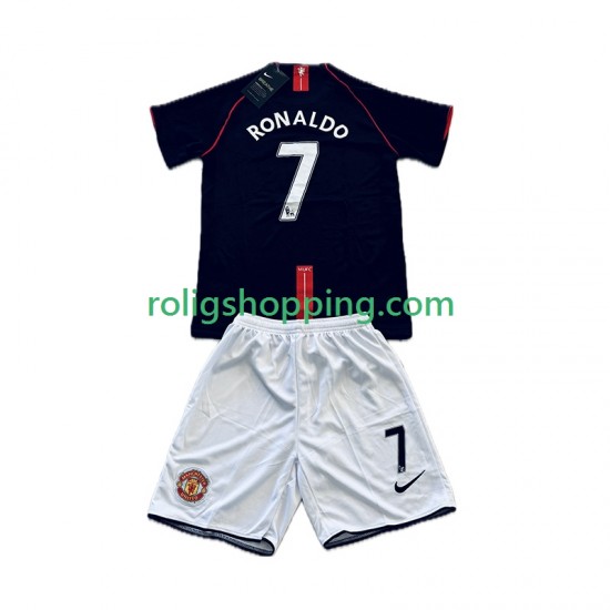 Fotbollströja Manchester United Cristiano Ronaldo 7 2007 Retro Barn Bortaställ 2008 Kort ärm