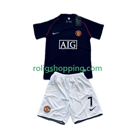 Fotbollströja Manchester United Cristiano Ronaldo 7 2007 Retro Barn Bortaställ 2008 Kort ärm