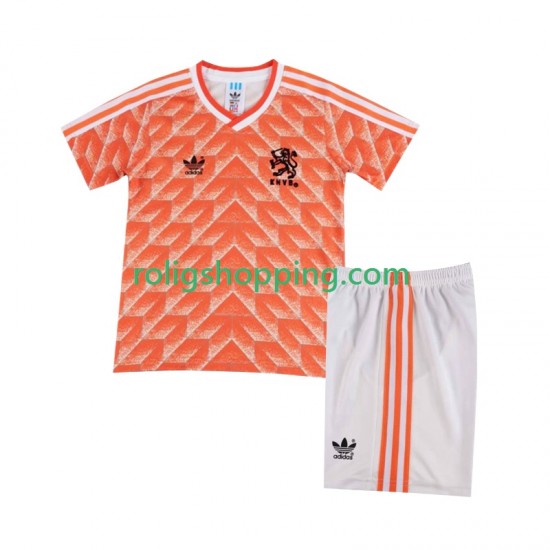 Fotbollströja Nederländerna 1988 Retro Barn Hemmaställ Kort ärm