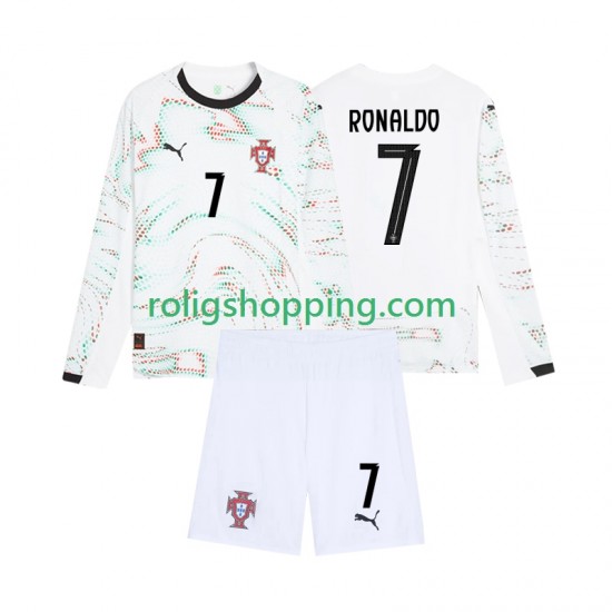 Fotbollströja Portugal Cristiano Ronaldo 7 Barn Bortaställ 2025 Lång ärm