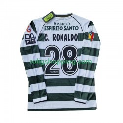 Fotbollströja Sporting Lissabon Cristiano Ronaldo 28 2001 2003 Retro Män Hemmaställ Lång ärm